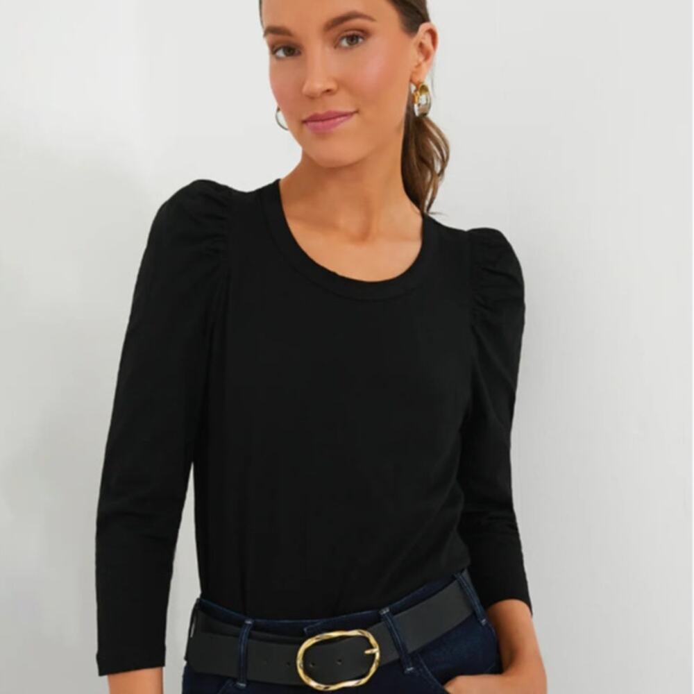 Tuckernuck Pomander Place SZ M Black Vesty Long Sleeve Crewneck Tee Shirt Black